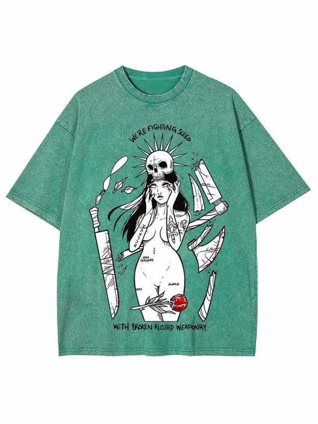 WE ARE FIGHTING SLEEP WASHED TSHIRT