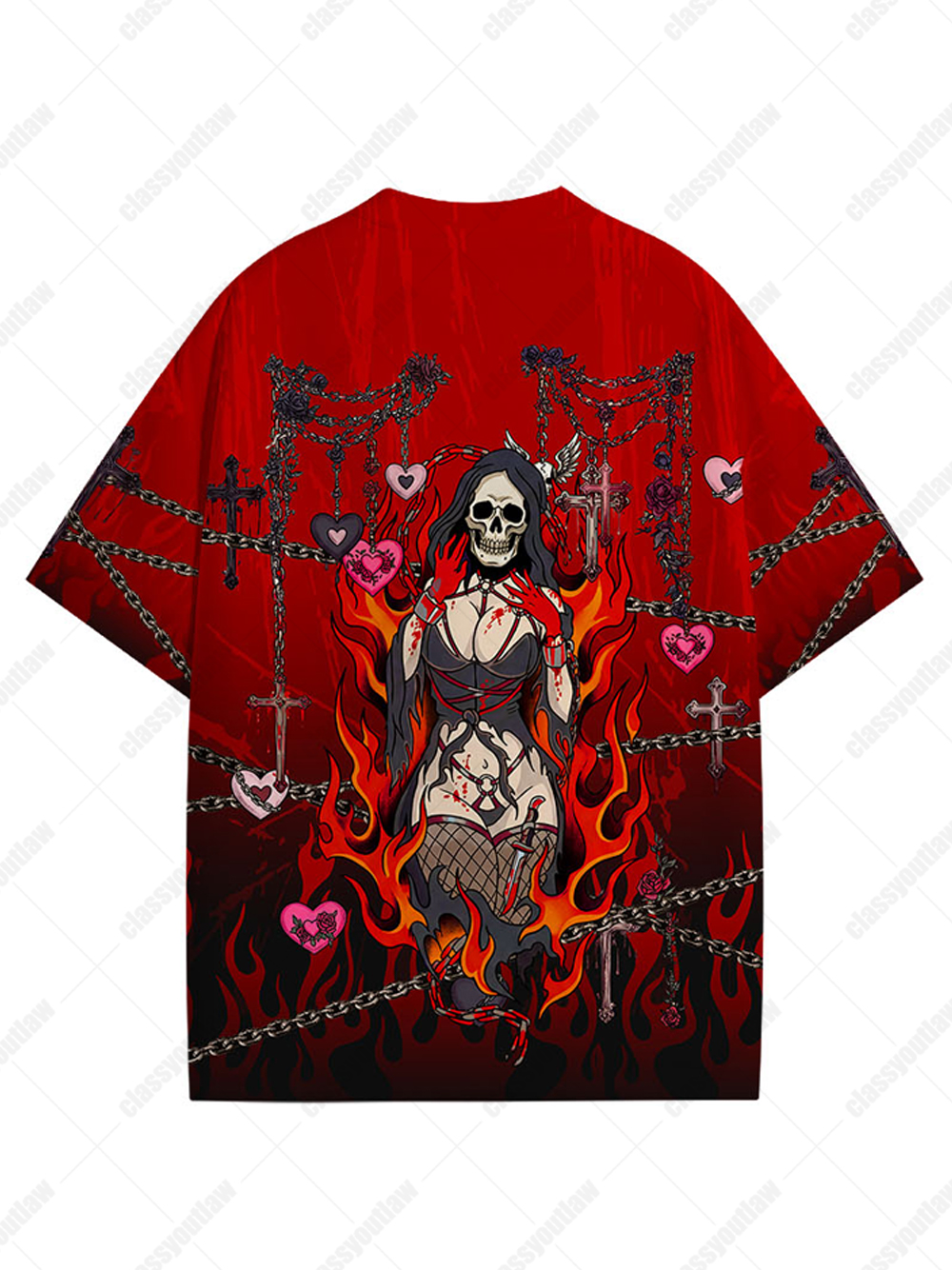 Sexy Gothic Skeleton Eco Oversized Graphic Tees