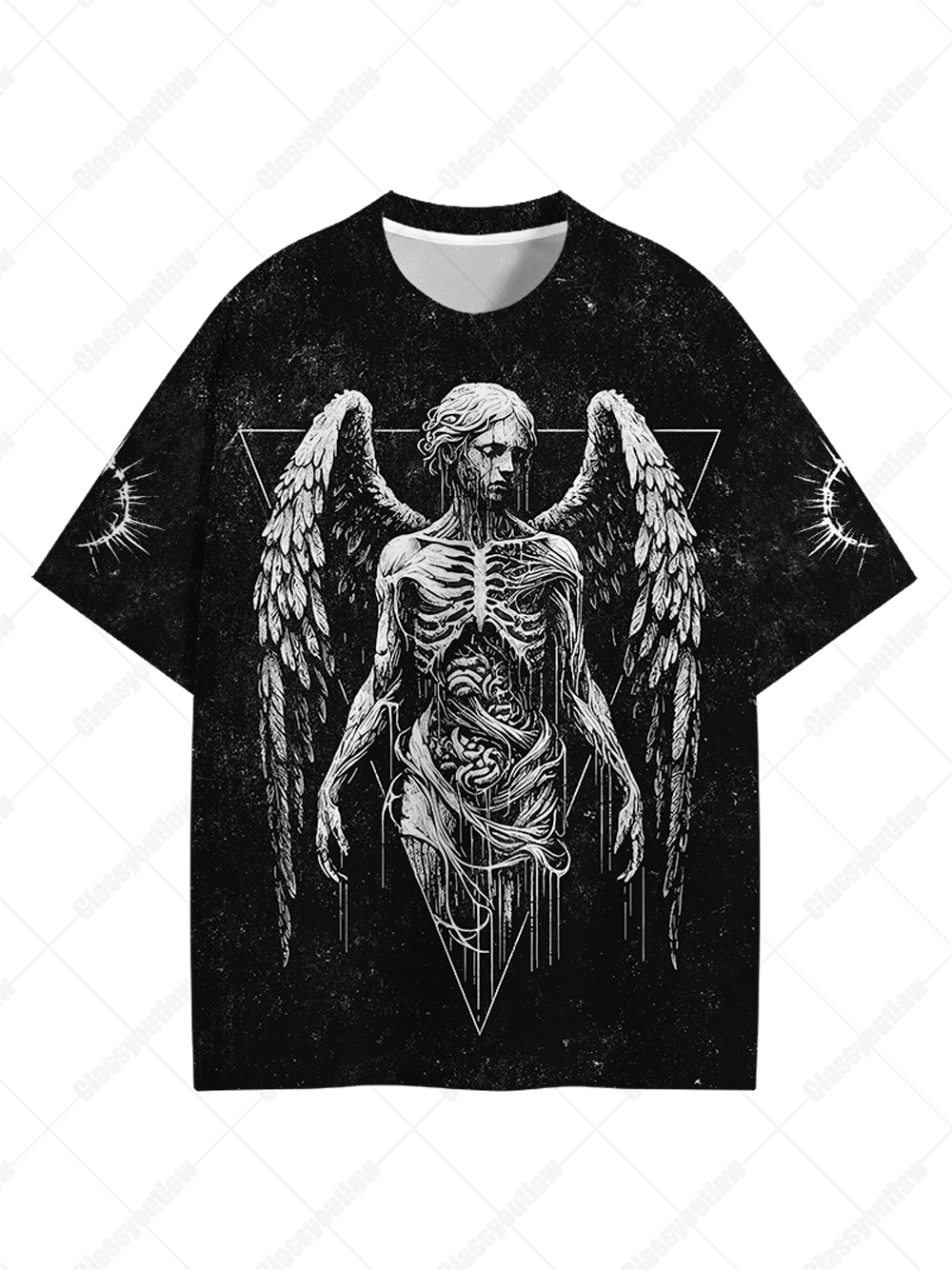 Skeleton Angel Eco Oversized Graphic Tees-ClassyOutlaw Sale