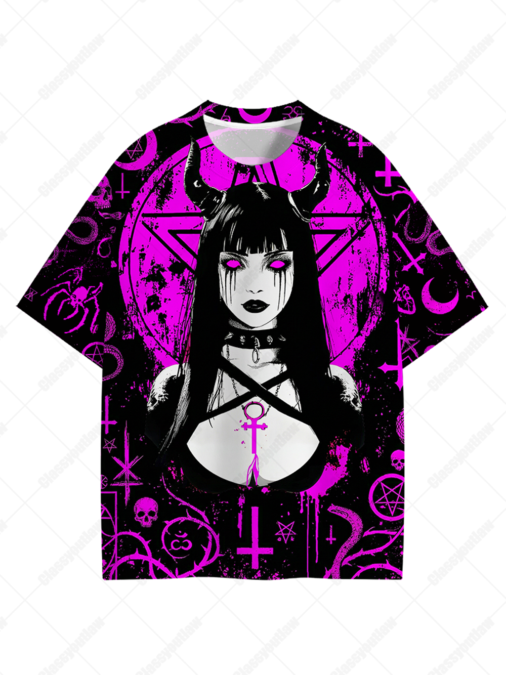 Infernal Enchantress Eco Oversized Graphic Tees-ClassyOutlaw Sale