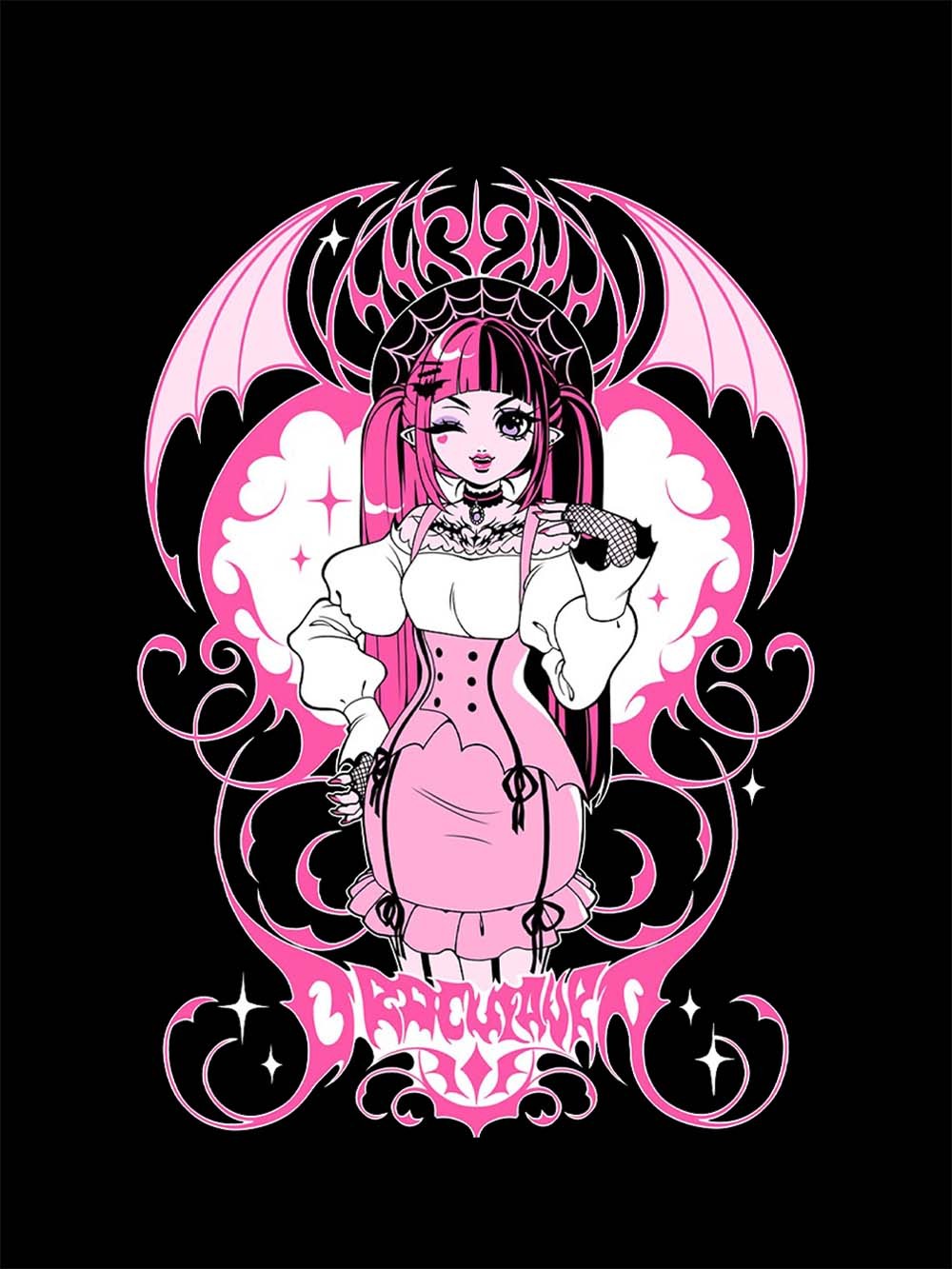 PINK BAT QUEEN WASHED TSHIRT
