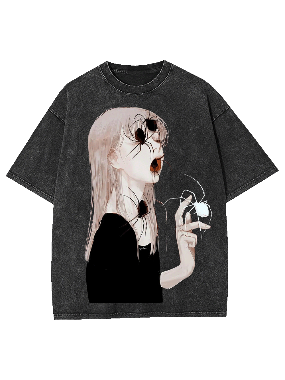 Spider Veiled Girl Washed Tshirt