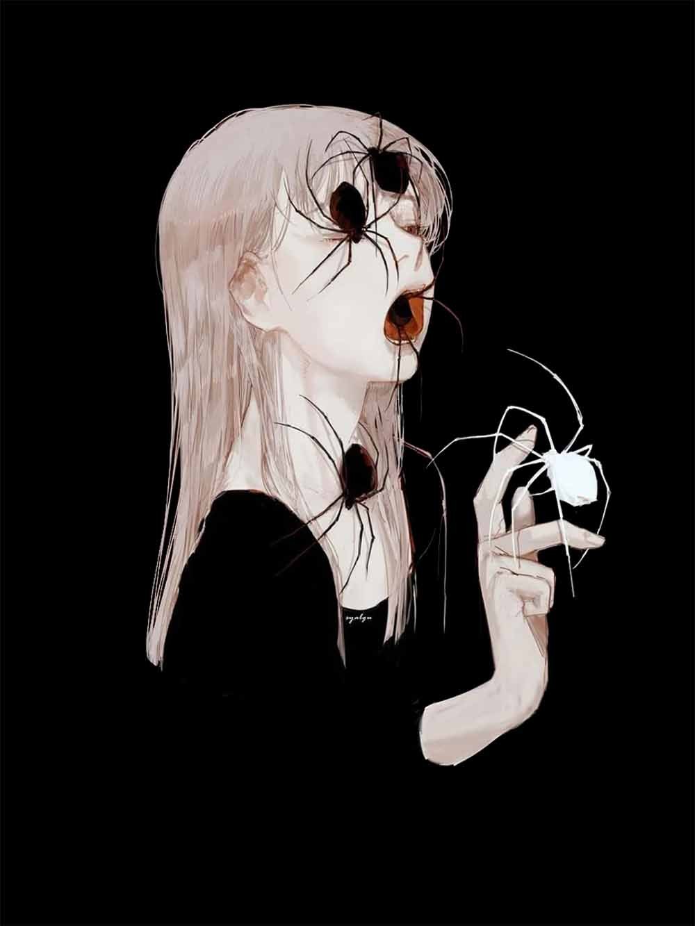 Spider Veiled Girl Washed Tshirt