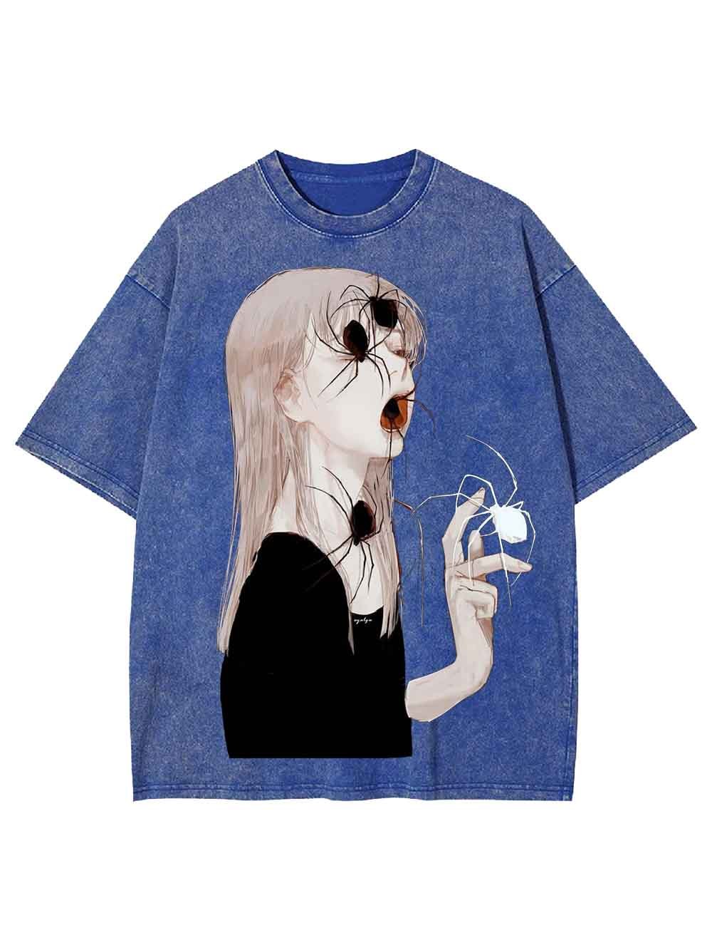 Spider Veiled Girl Washed Tshirt