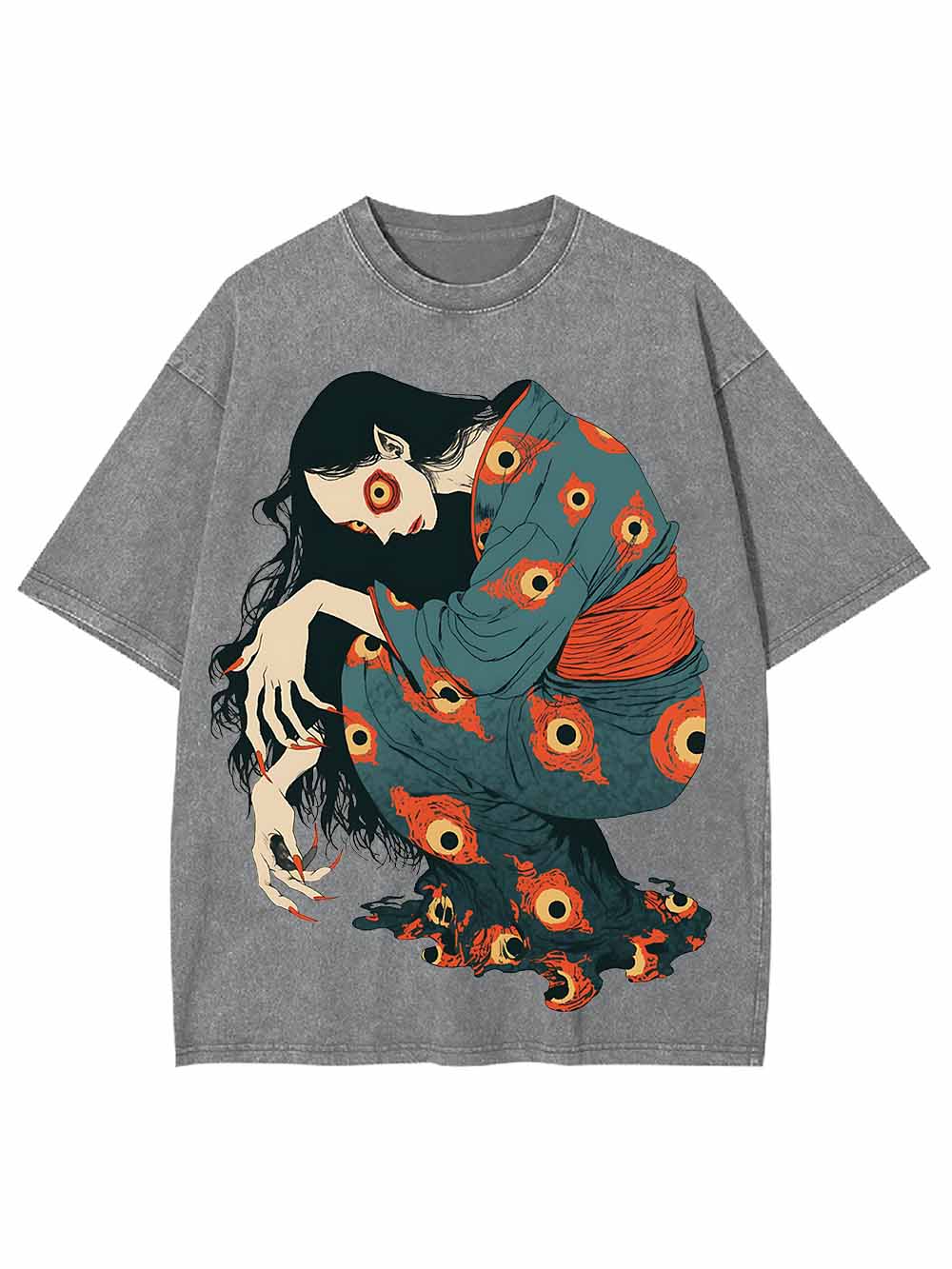 Eye Patterned Woman Washed Tshirt