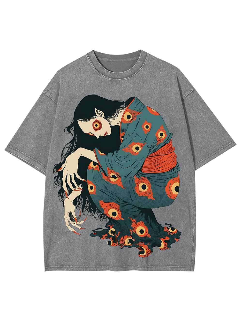 Eye Patterned Woman Washed Tshirt