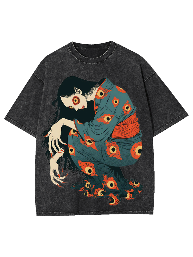 Eye Patterned Woman Washed Tshirt