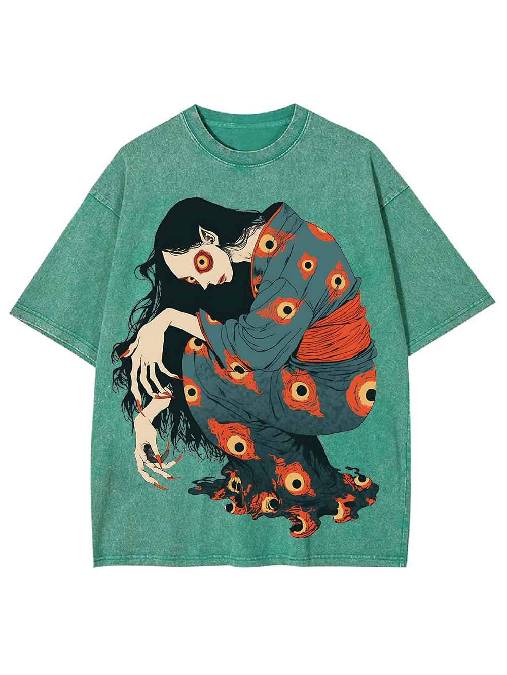 Eye Patterned Woman Washed Tshirt