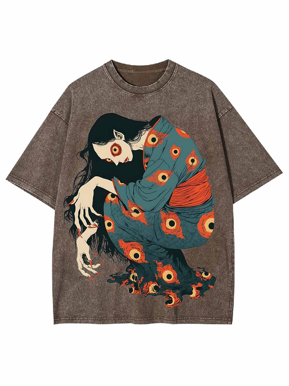 Eye Patterned Woman Washed Tshirt