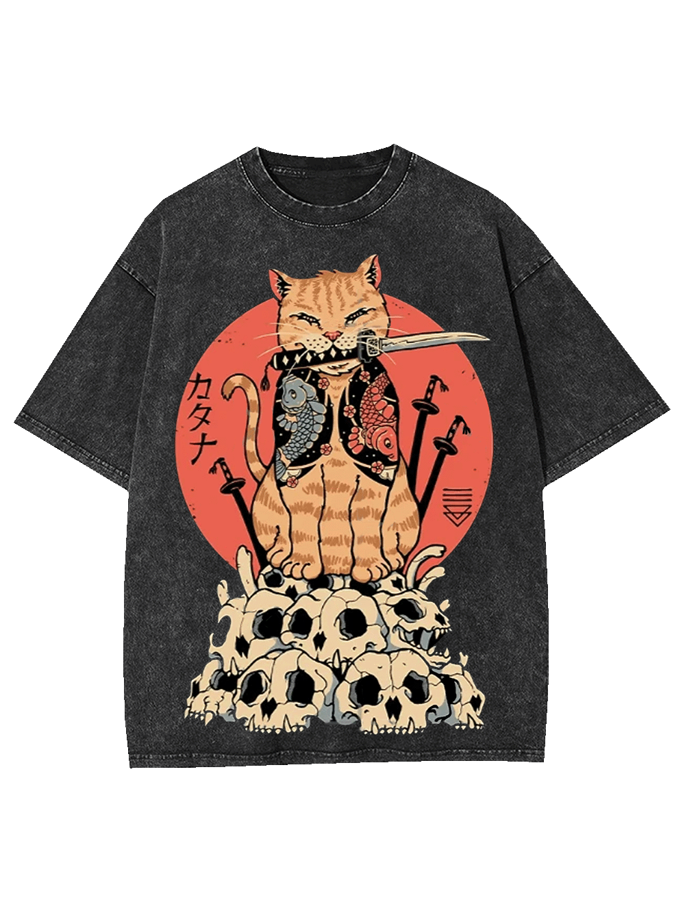 Samurai Cat Washed Tshirt