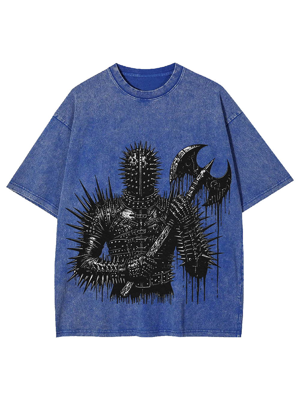 Spiked Warrior with Battle Axe Washed Tshirt