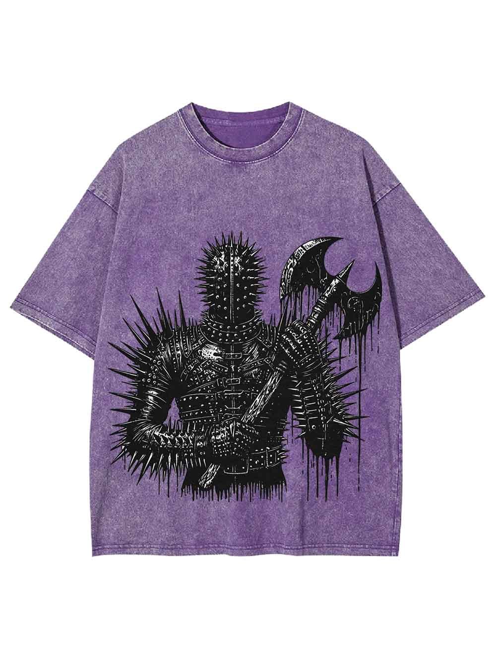 Spiked Warrior with Battle Axe Washed Tshirt