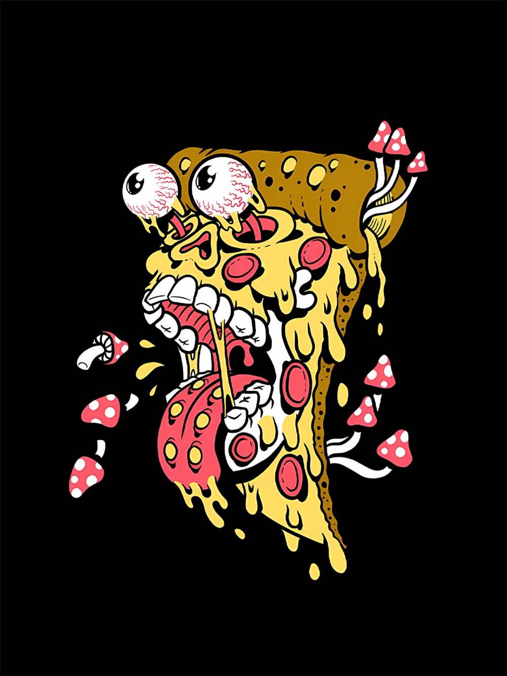 Trippy Pizza Madness Washed Tshirt
