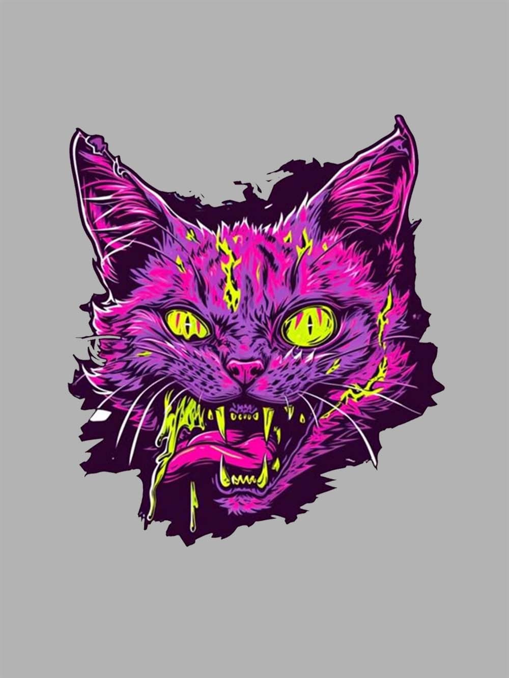 Neon Fury Cat Washed Tshirt