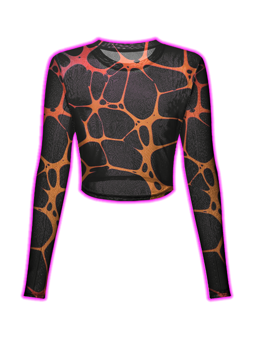 Molten Lava Pattern Mesh Top