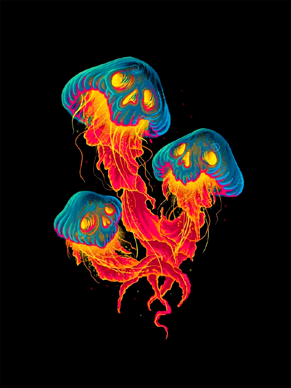 Neon Skull Jellies Washed Tshirt