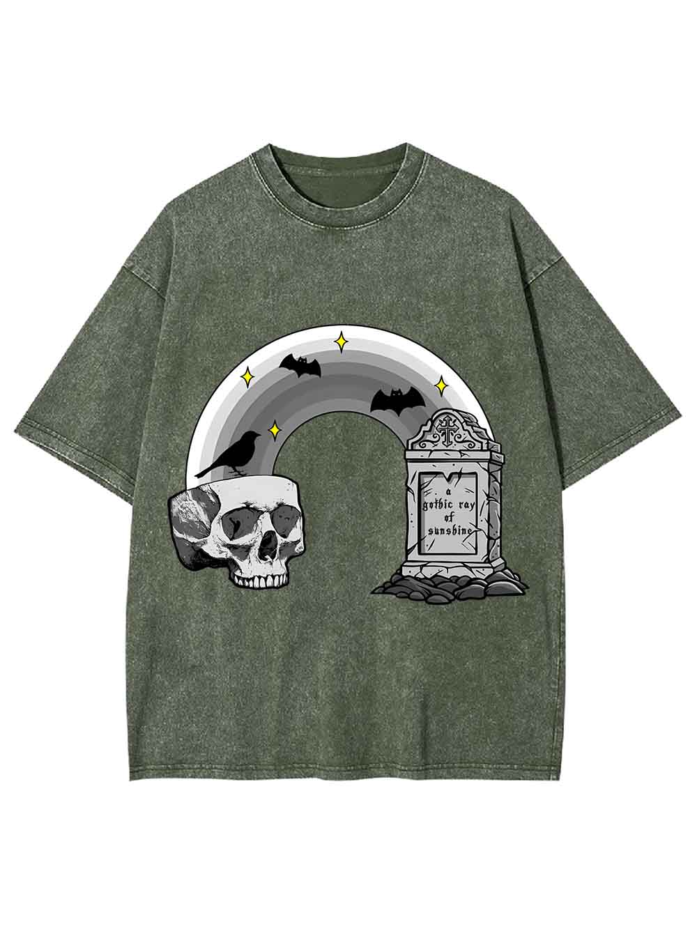 SKULL AND TOMBSTONE MEMO WASHED TSHIRT