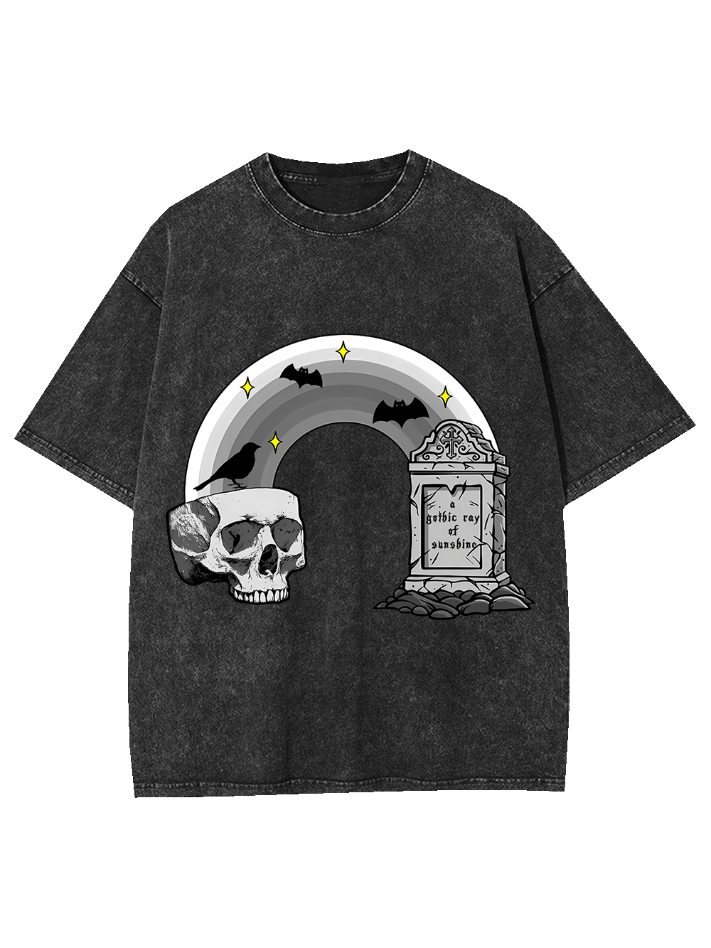 Skull And Tombstone Memo Washed Tshirt-ClassyOutlaw Sale