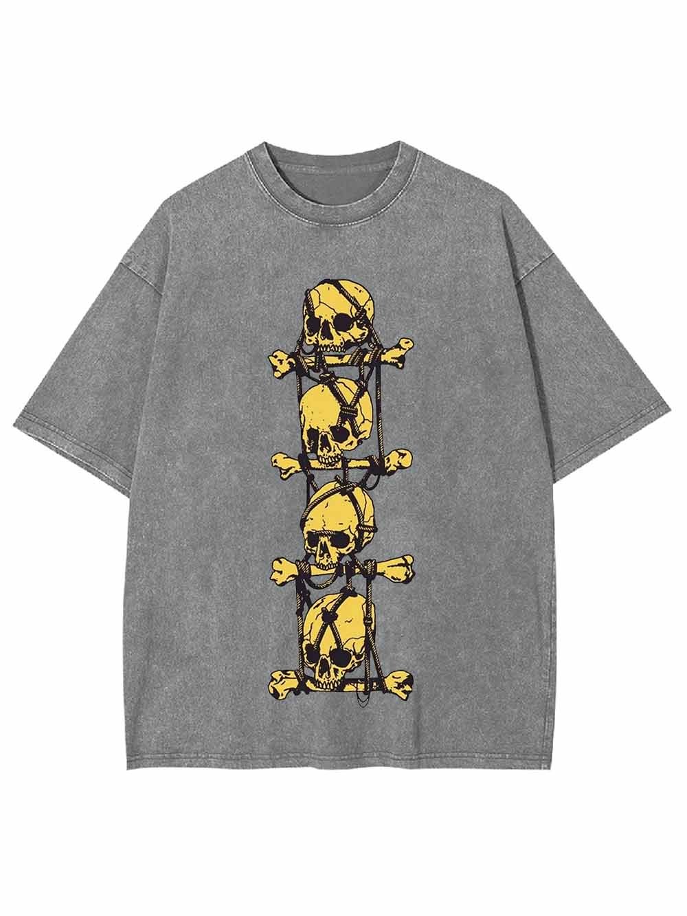 SKULL CROSSBONES CHAIN WASHED TSHIRT