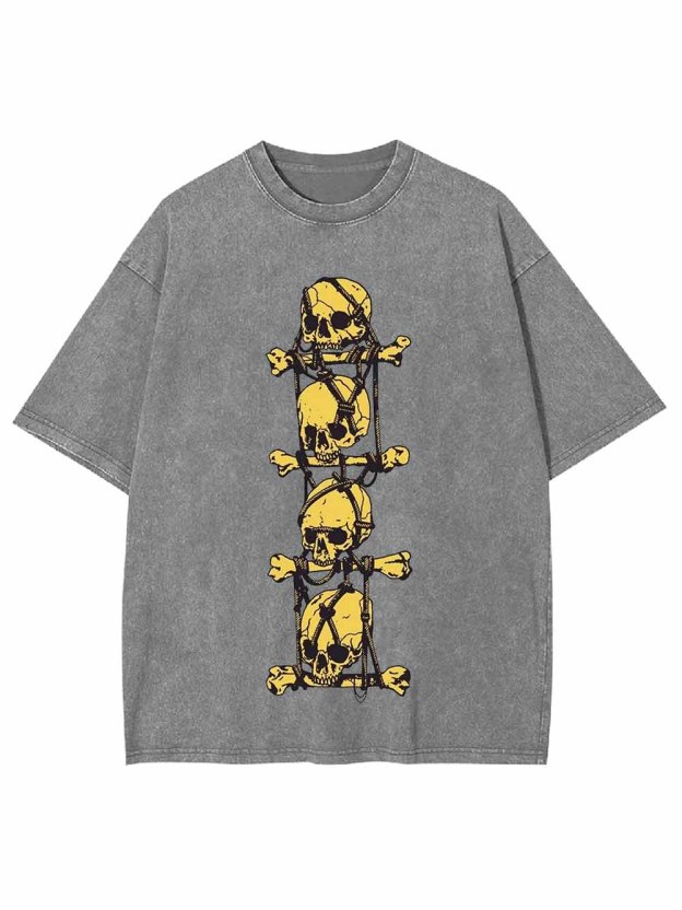 SKULL CROSSBONES CHAIN WASHED TSHIRT