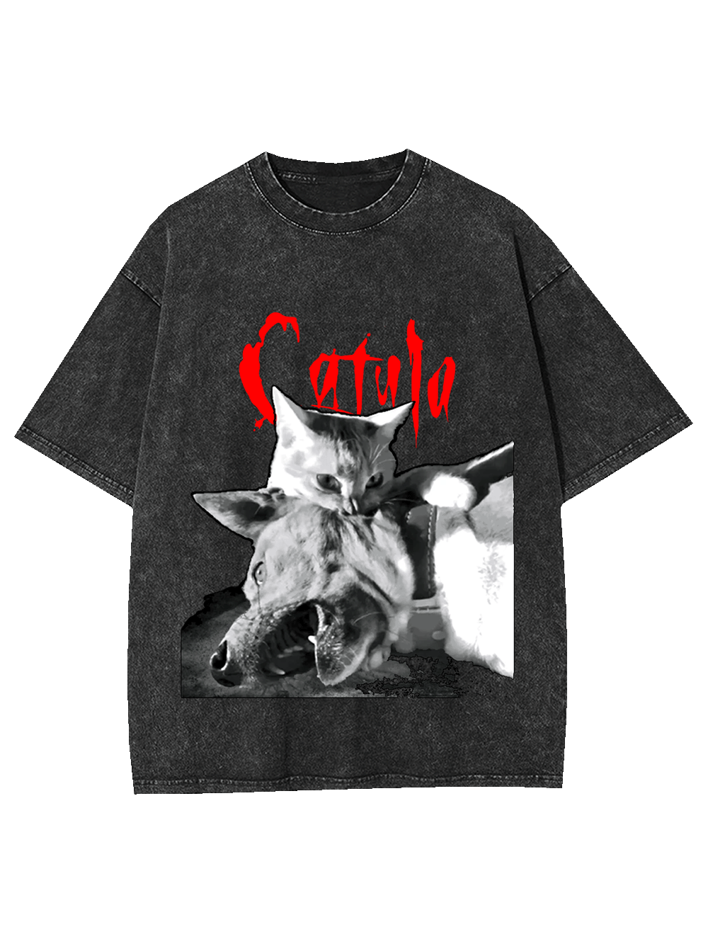 CAT AND WOLF  COMBAT WASHED TSHIRT
