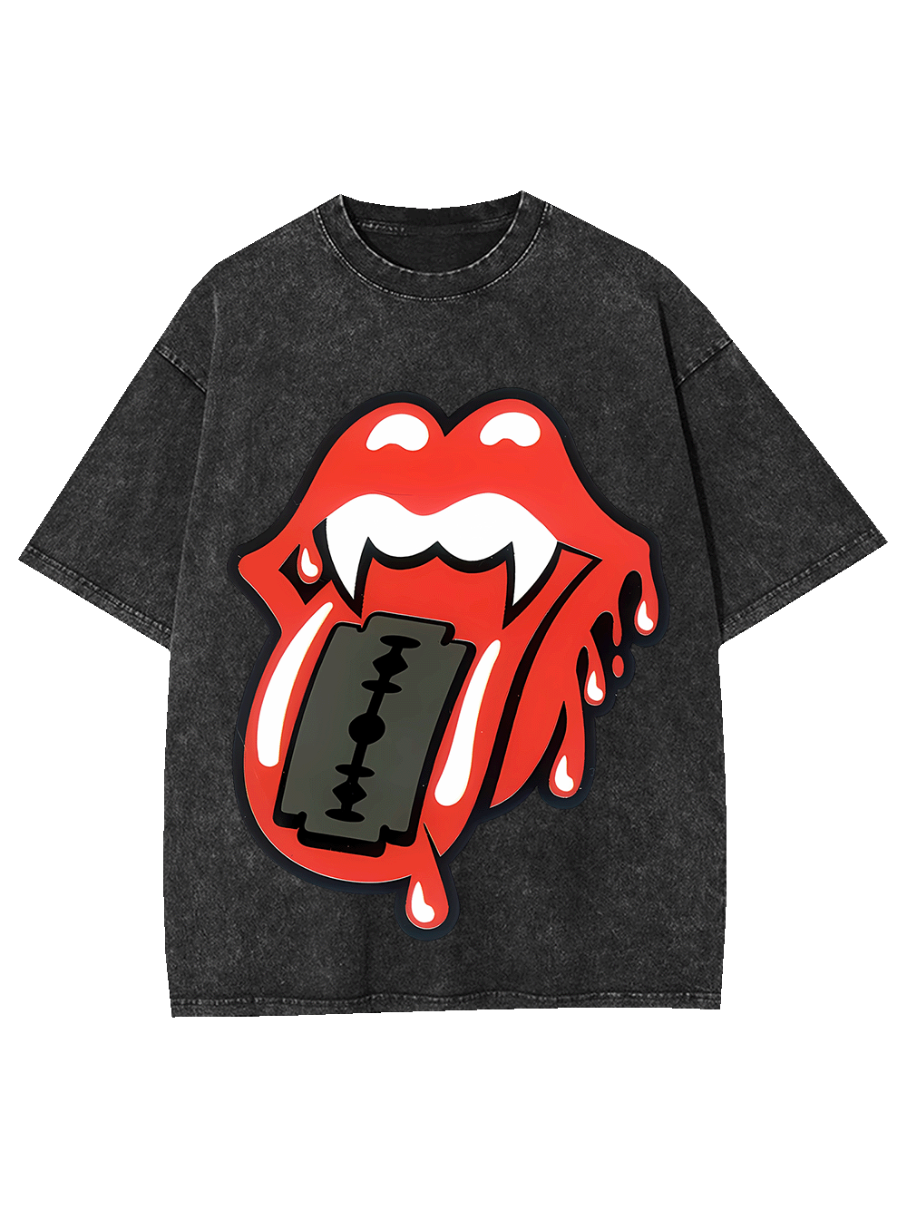 LIPS OF ROCK WASHED TSHIRT-ClassyOutlaw Sale