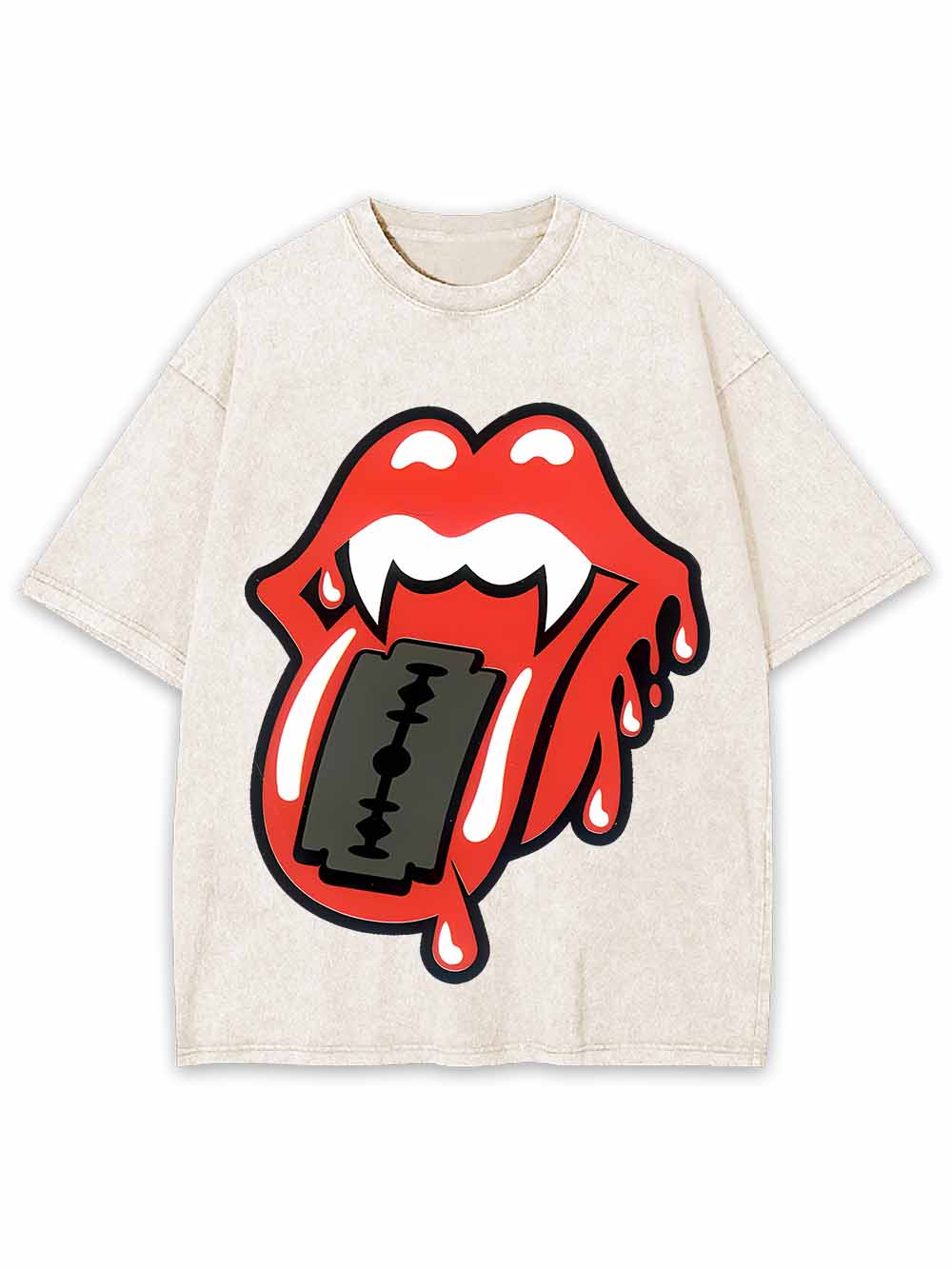 LIPS OF ROCK WASHED TSHIRT