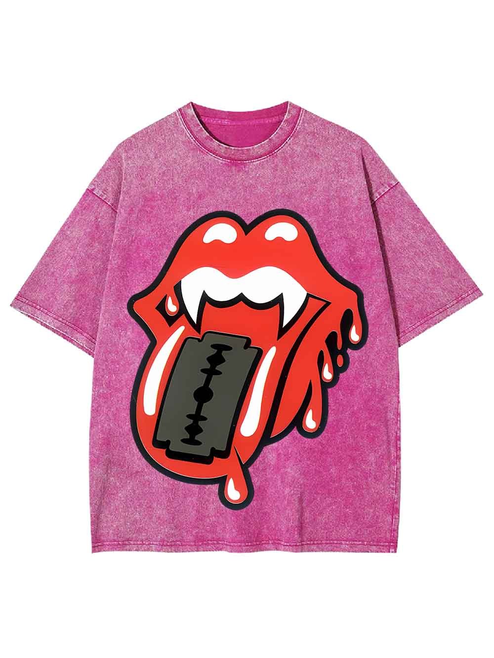 LIPS OF ROCK WASHED TSHIRT