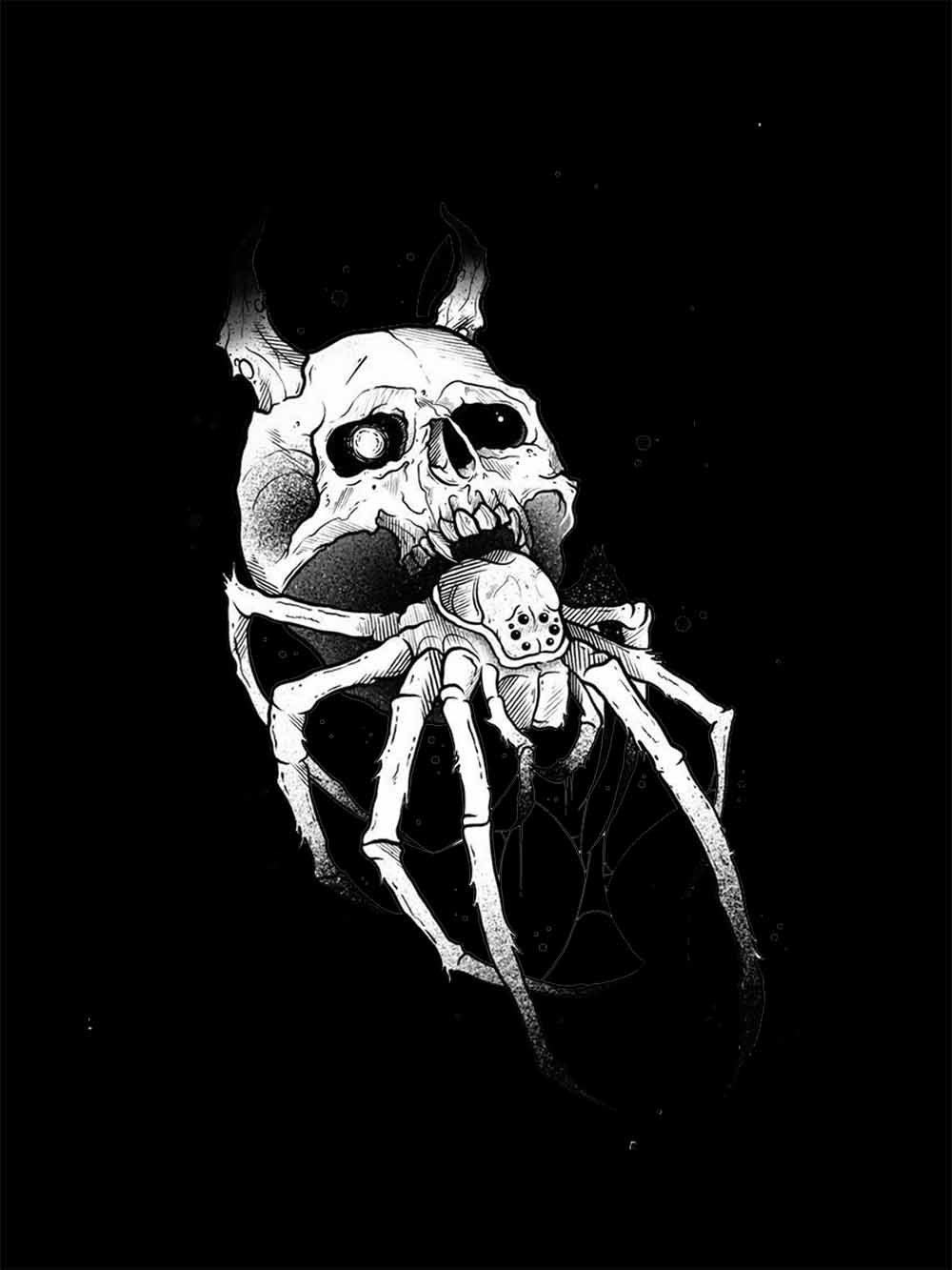 Skull-Spider Hybrid Washed Tshirt