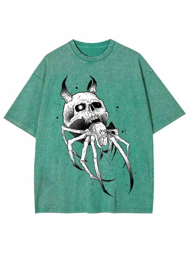 Skull-Spider Hybrid Washed Tshirt