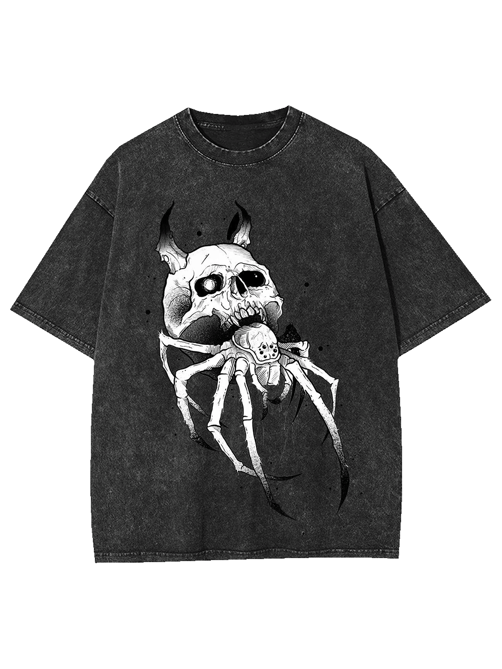 Skull-Spider Hybrid Washed Tshirt
