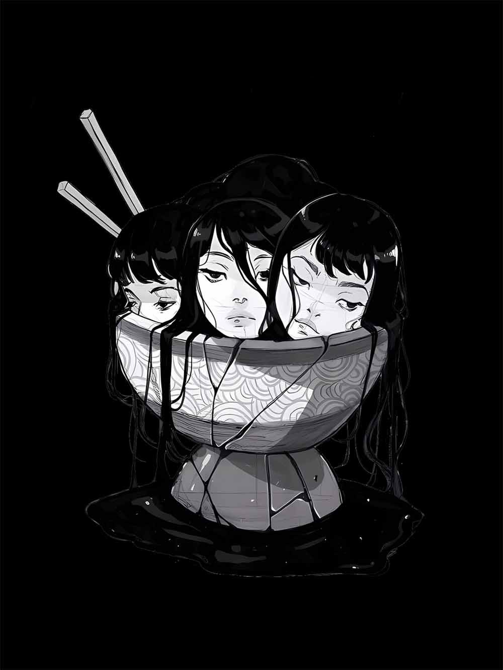 Three Faces in a Bowl Washed Tshirt