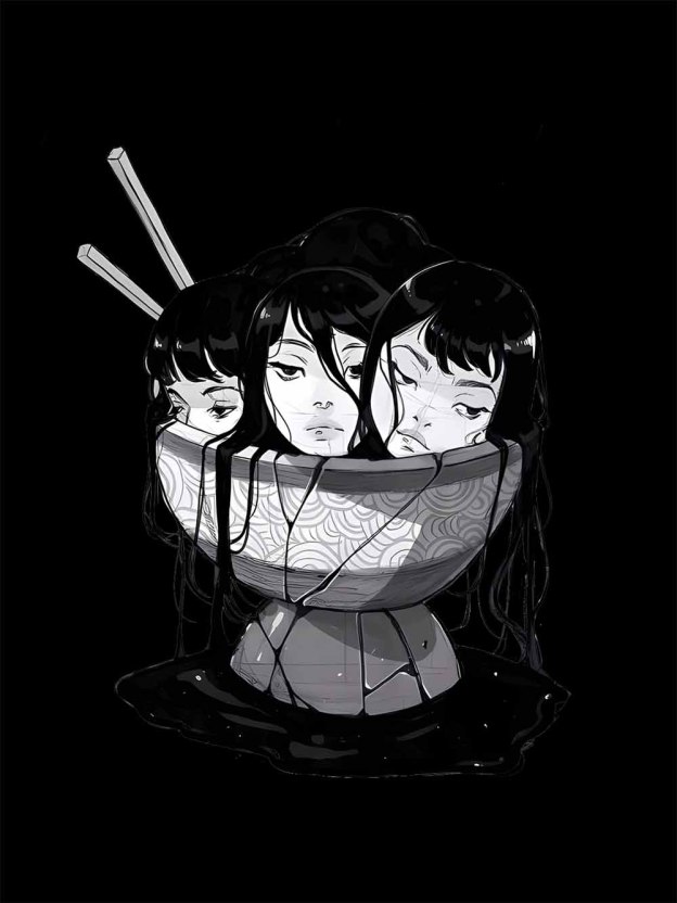 Three Faces in a Bowl Washed Tshirt