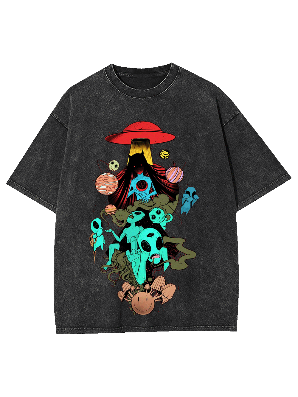 UFO and Alien Gathering Washed Tshirt