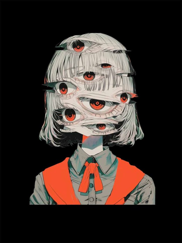 Girl with Multiple Eyes Washed Tshirt