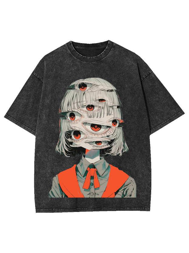 Girl with Multiple Eyes Washed Tshirt