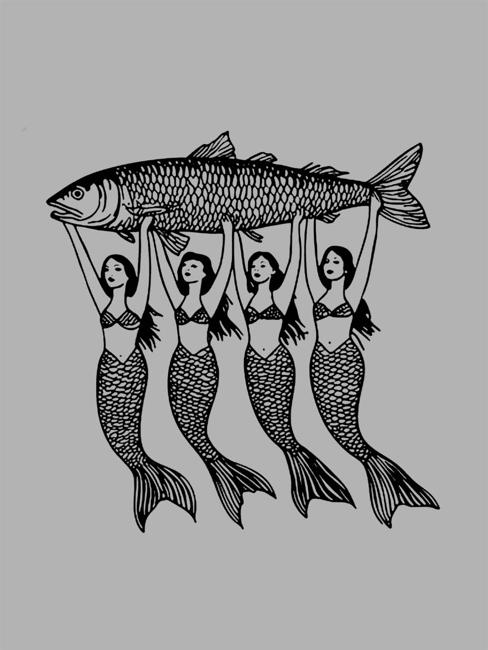 Mermaids Lifting a Fish Washed Tshirt
