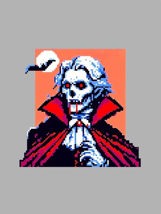 Pixelated Vampire Washed Tshirt