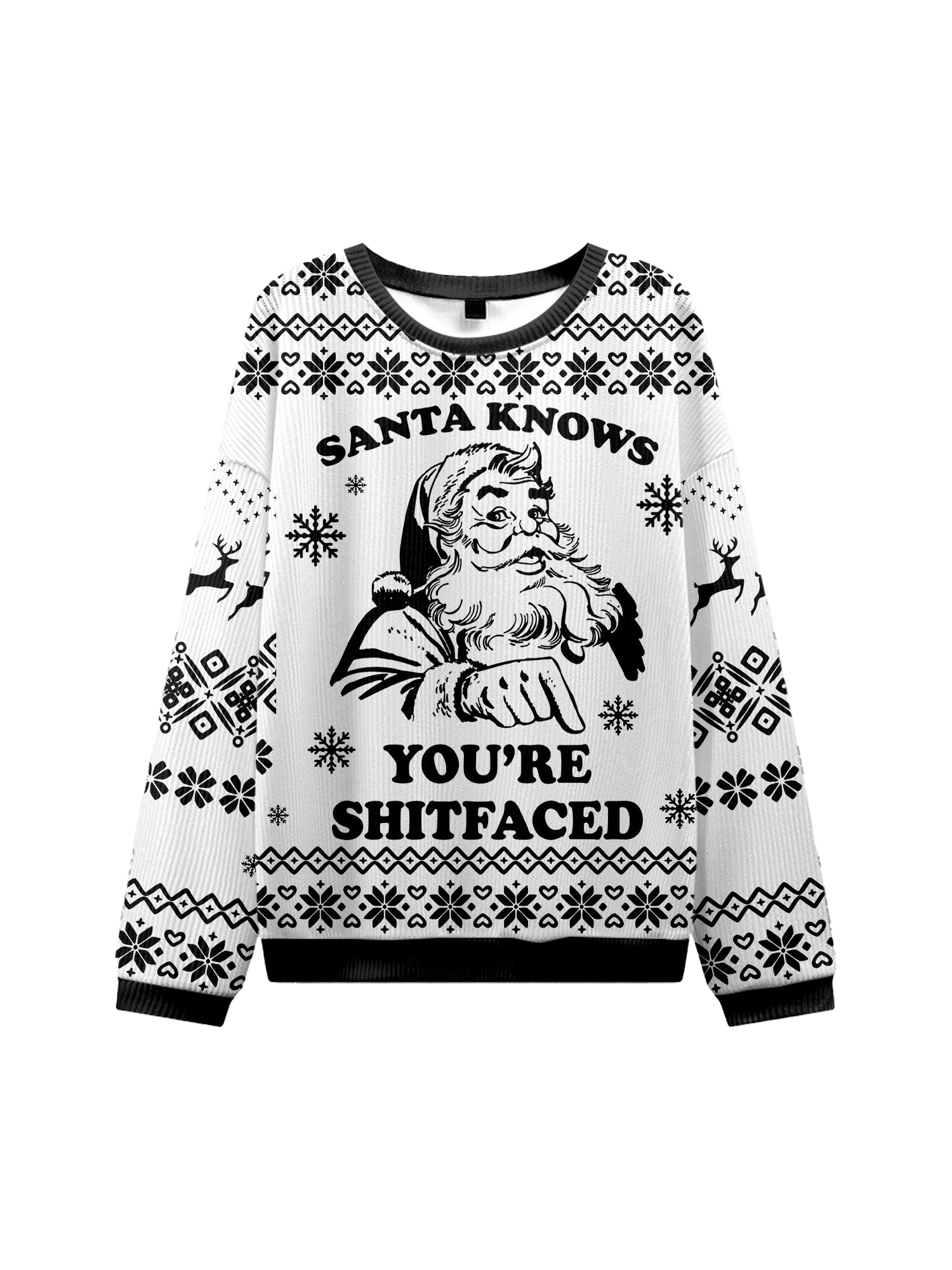 SANTA KNOWS YOU'RE SHITFACED UGLY CHRISTMAS SWEATSHIRT-ClassyOutlaw Sale