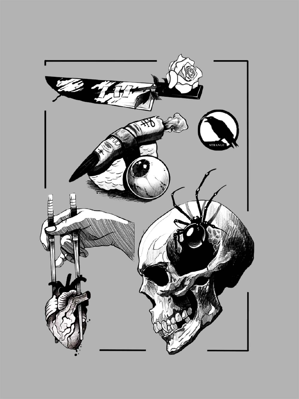 Dark Surreal Illustrations Washed Tshirt