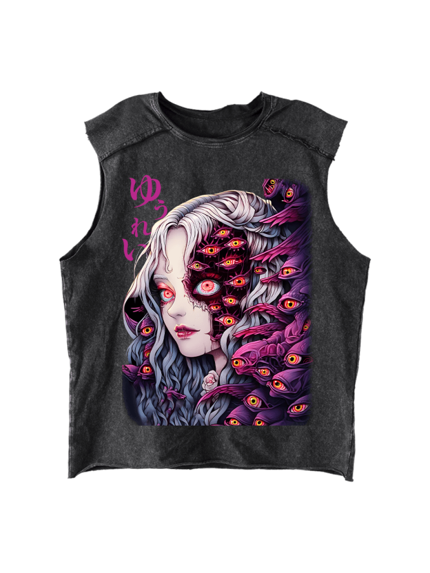 The Allure Of A Thousand Eyes Distressed Tank Top