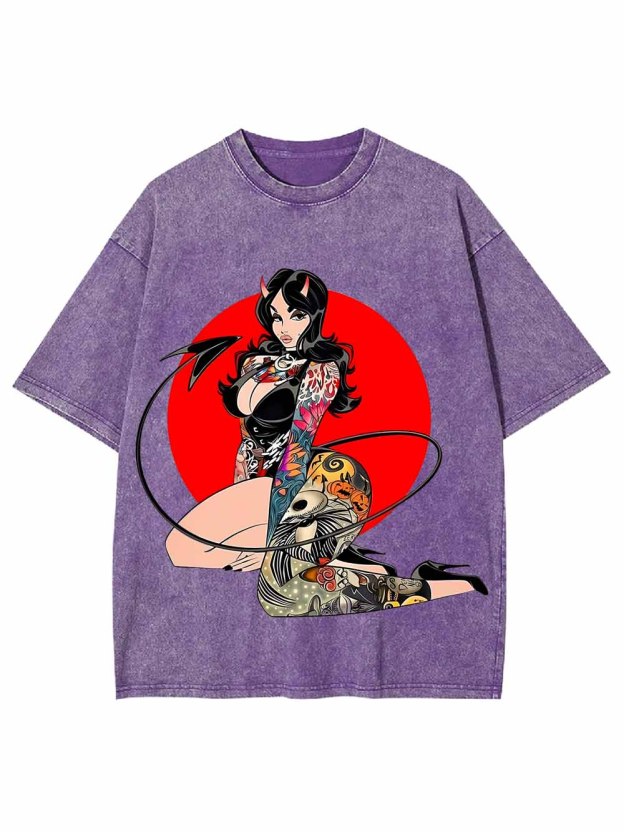 CHIBI DEMON GIRL WASHED TSHIRT
