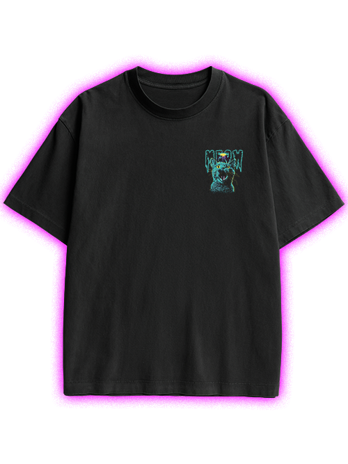 MEOWFO DOUBLE SIDED PRINT WASHED TSHIRT