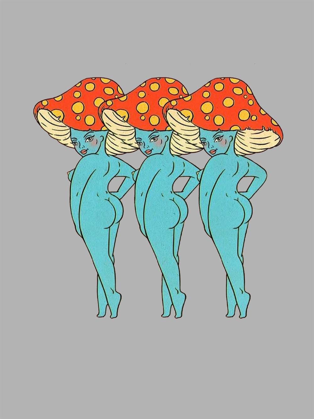 Mushroom Trio Beauties Washed Tshirt
