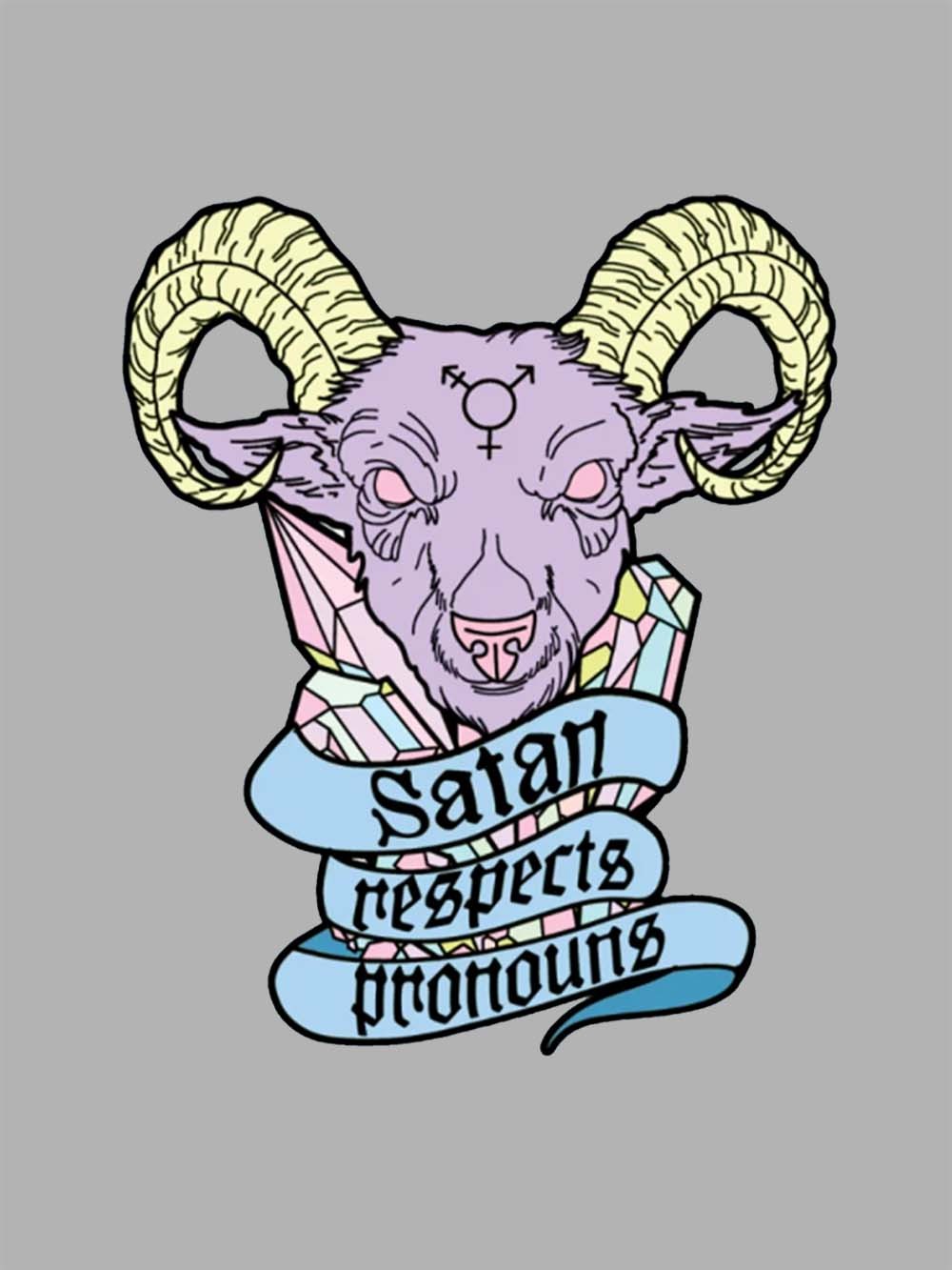 Satan Respects Pronouns Washed Tshirt