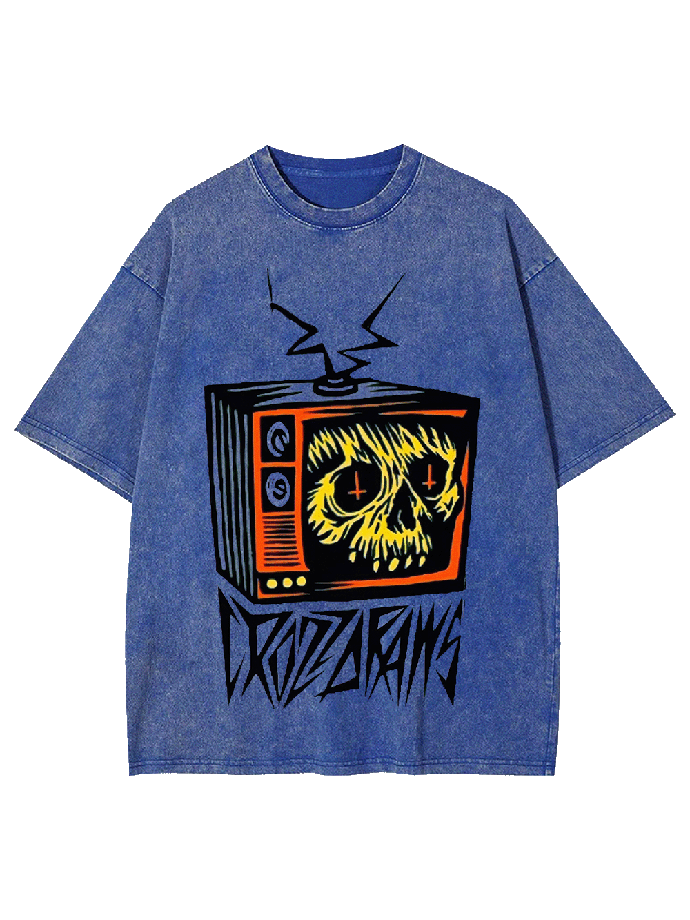 DISTORTED SKULL TV WASHED TSHIRT