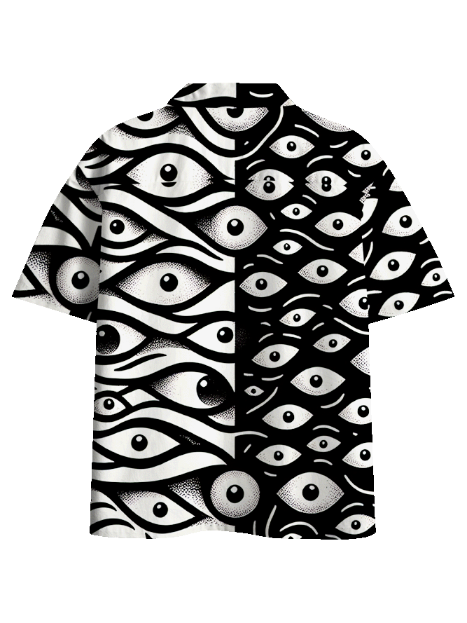 EYE ILLUSION MOSAIC BUTTON UP POCKET SHIRT