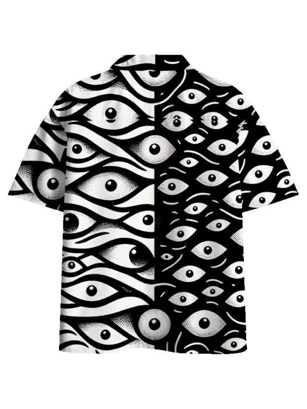 EYE ILLUSION MOSAIC BUTTON UP POCKET SHIRT