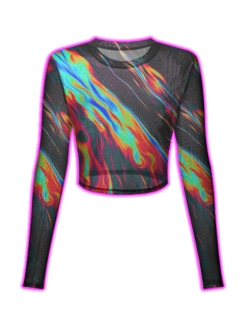 Neon Flames Mesh Top