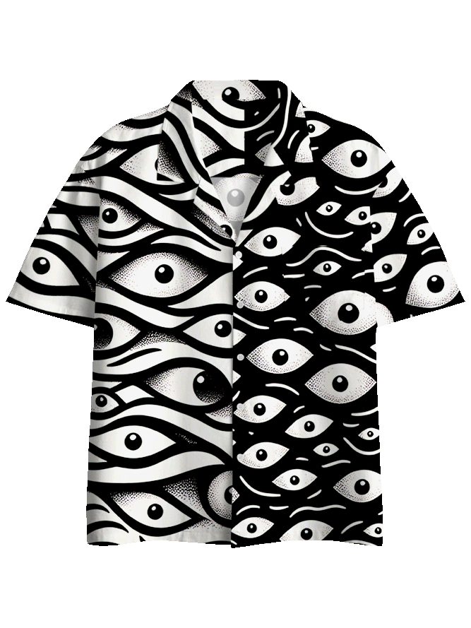 EYE ILLUSION MOSAIC BUTTON UP POCKET SHIRT